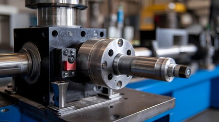 Industrial Machine Component Close-Up in Modern Factory Setting