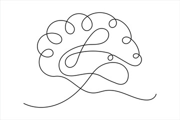 Continuous line human brain icon simple vector style
