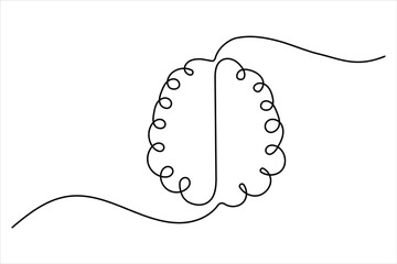Abstract brain icon continuous one line minimal art
