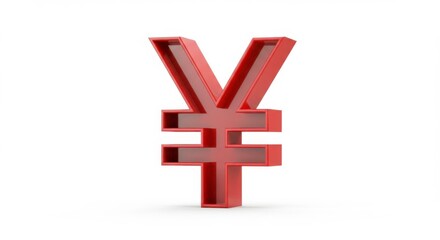 Obraz premium Isolated 3D rendering of a brown yen or yuan currency symbol on a plain white background