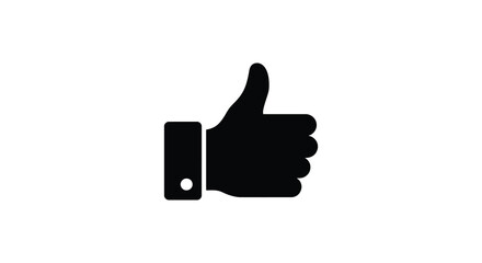 A simple black silhouette of a hand giving a thumbs up gesture against a white background symbolizing approval and positivity silhouette