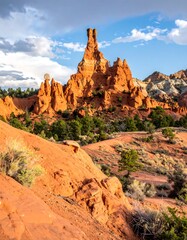 Majestic Red Rock Formation in Utahs Scenic Landscape.