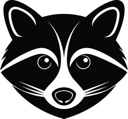 Realistic raccoon head icon with detailed fur and features