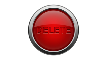 Urgent red delete button symbol for data removal and system reset