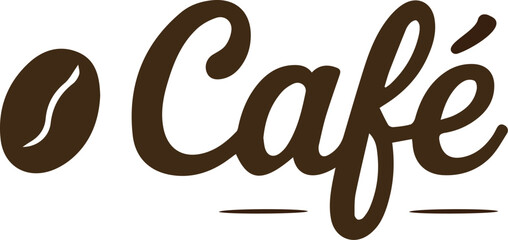 Elegant Script Logo Design for a Cafe with a Coffee Bean Icon