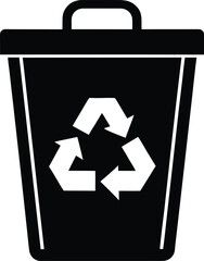 Recycling bin icon with green arrow symbol for waste management