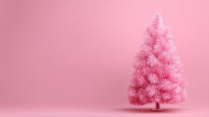 A pink Christmas tree with white branches against a pink background.