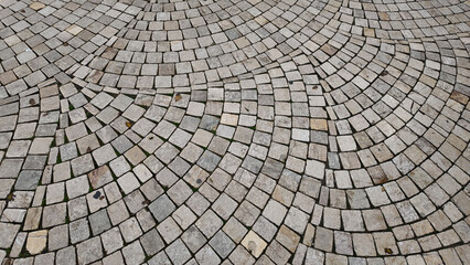 Unique patterned stone pavement in a public space