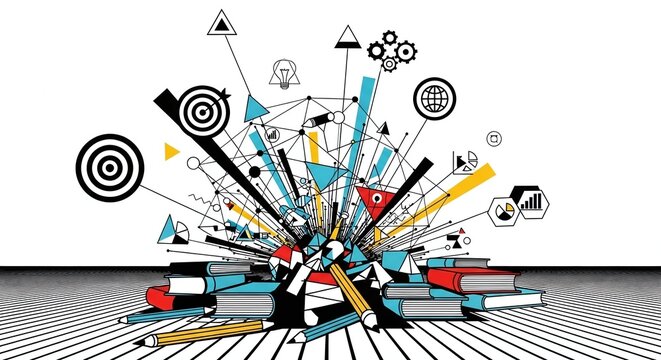 Luminous Ideas and Interlocking Gears Rising From an Open Book