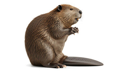Wildlife studio shot capturing the texture of a beaver's fur and the detail of its paddle-like tail.