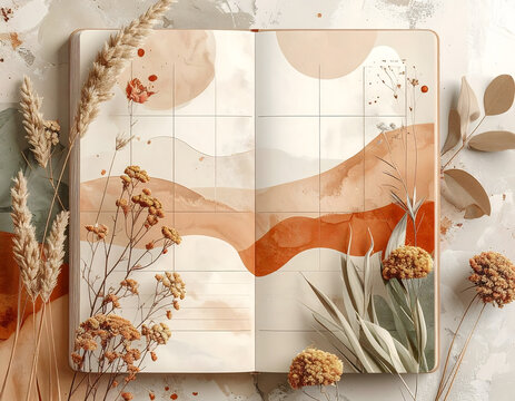 Bohemian Printable Planner Page Mockup with Florals