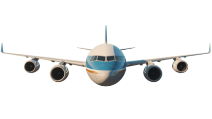 Commercial jet soars, promising travel adventures and business solutions