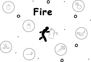 Infographics fire, modern vector illustration, infographic2025. Print design, business theme