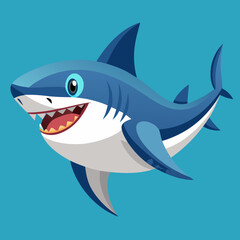 Fototapeta premium Friendly cartoon shark vector illustration scalable marine life ocean animal art