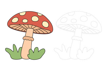 Mushroom coloring pages for kids activity vector printable