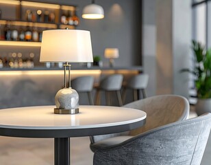 Elegant Bar Ambiance - Table Lamp and Modern Seating.