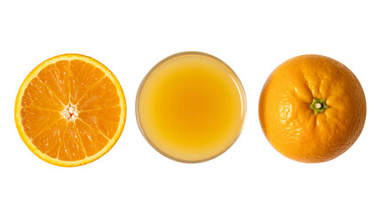 Freshly squeezed orange juice and fruit for healthy breakfast drink