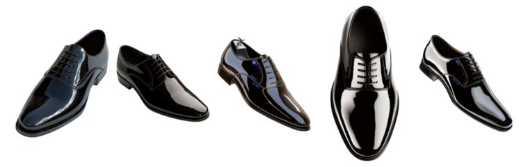 Elegant and Stylish Male Formal Shoes on Display with Different Designs, Isolated on Transparent, white background