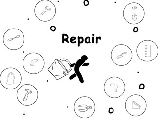 Infographics repair, modern vector illustration, infographic2025. Print design, business theme, concept