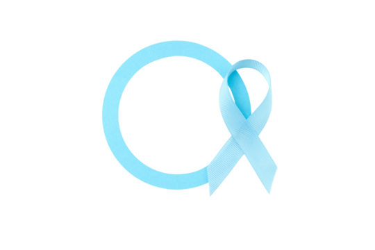 Blue circle with ribbon for diabetes awareness, isolated, PNG