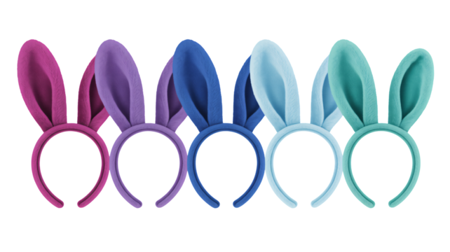 Festive Easter bunny ears headbands in colorful pastel hues for spring
