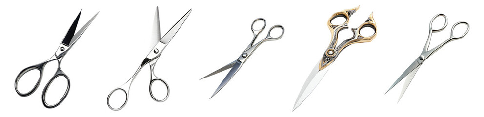 Professional Clean Scissors for Hair Cutting and Crafting Use, Isolated on Transparent, white background