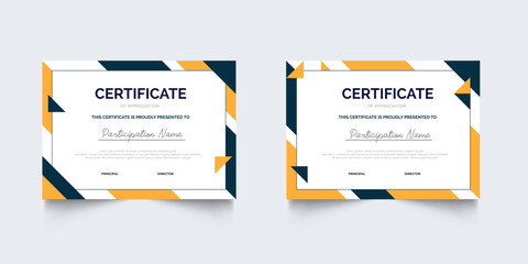 Flat design modern certificate template for corporate or awards collection. geometric certificate For creative award, business, and education university