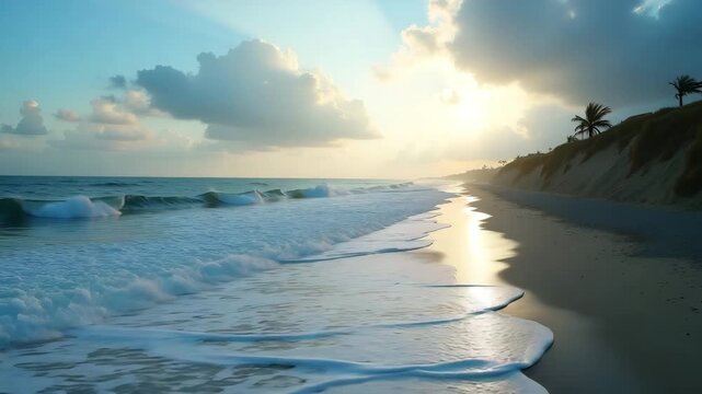 Time?lapse style visualization of rapidly rising sea level fast inundating coastal streets and eroding protective dunes highlighting urgent climate impact in  Photo Stock  Concept  and empty space on 