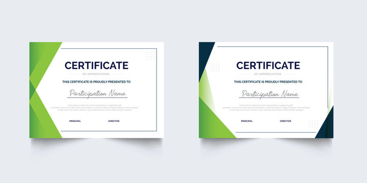 Flat design modern certificate template for corporate or awards collection. geometric certificate For creative award, business, and education university