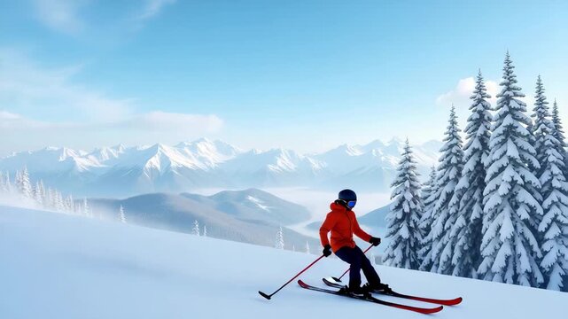 Ski Resort in  Photo Stock  Concept  and empty space on the left side