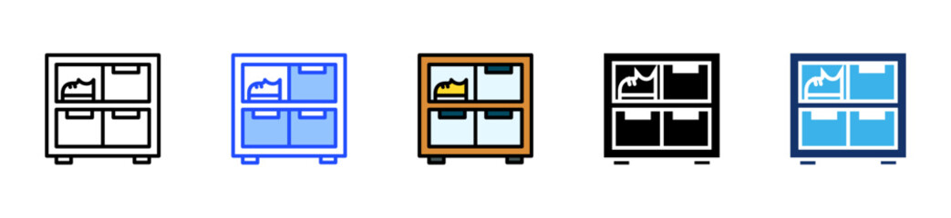 Shoe Cabinet Icon Collection With Multiple Styles