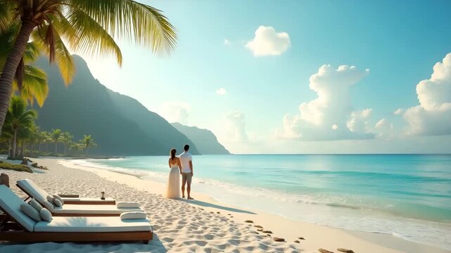 Honeymoon Destinations in  Photo Stock  Concept  and empty space on the left side