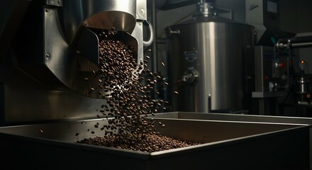 Freshly Roasted Coffee Beans in Factory