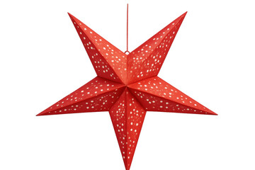 Red christmas star hanging decoration transparent background