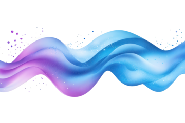 An abstract watercolor wave isolated on transparent background, featuring a smooth transition from purple to blue, creating a calming and visually appealing design