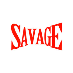 Minimalist “SAVAGE” text design in distorted typography, conveying boldness and attitude in a clean layout.