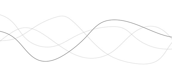 Vector black abstract wave thin curved lines graphic for design.