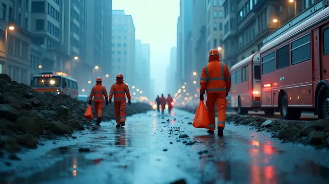 Emergency drill simulating global disaster risk scenario with responders coordinating evacuation beside rising flood markers and wind maps in  Photo Stock  Concept  and empty space on the left side