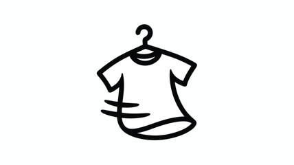 Fototapeta premium Black outline t shirt on a hanger with motion lines clothing apparel