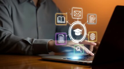 AI-powered teaching solutions concept. Intelligent tutoring systems and personalized learning. Motion graphics of tutoring idea. 4k video animation.