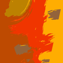 Obraz premium Fiery Abstract Brush Strokes Background Dynamic digital art with bold orange, red, and yellow brush strokes blending in a modern, expressive composition. Perfect for backgrounds, and posters.