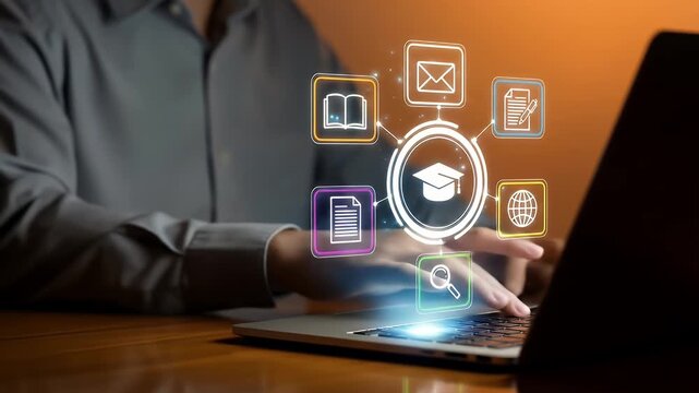 AI-powered teaching solutions concept. Intelligent tutoring systems and personalized learning. Motion graphics of tutoring idea. 4k video animation. - Powered by Adobe