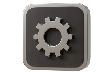 3d metal gear app button icon. settings configuration concept. Minimal cartoon cog gear wheel app for app ui icon set dashboard hero. isolated on white background. 3d render.
