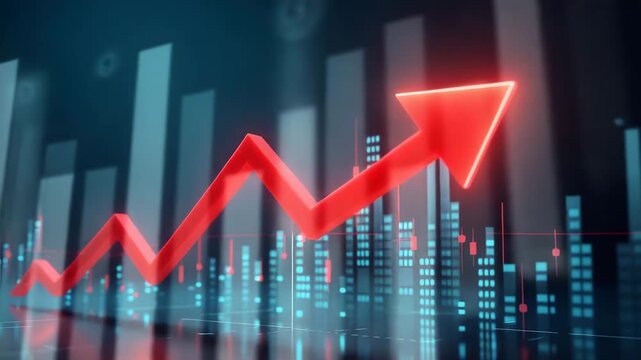 High?impact graphic of market drop visual showing red arrow plunging through stock chart overlayed on trading floor background in  Photo Stock  Concept  and empty space on the left side