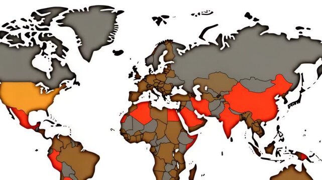 Analytical visualization of global tariff system showing world map overlay with varying tariff rate heatmap legend and key economic zones distinguished in  Photo Stock  Concept  and empty space on the