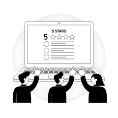 “Team Displaying Customer Review and Rating on Laptop – Online Feedback and Service Quality Concept”
