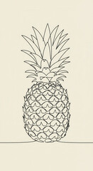 Obraz premium Pineapple vector illustration sketch tropical fresh juicy fruit