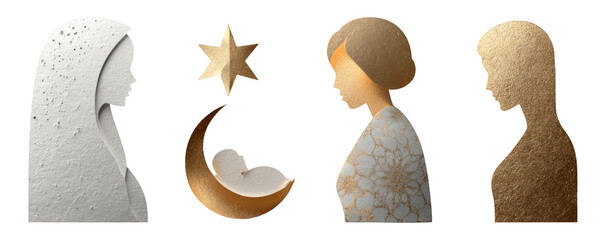Elegant Silhouettes of Woman and Star with Gold and White Design Elements