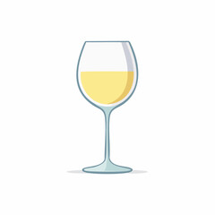 Elegant vector illustration of a white wine glass filled with golden liquid