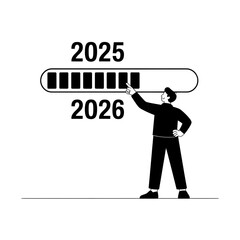 Businessman Observing 2025–2026 Progress Bar – Future Planning and Strategic Vision Concept”